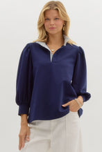 Load image into Gallery viewer, Navy Ruffle Top
