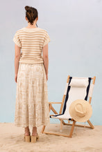 Load image into Gallery viewer, Khaki, Stripe Crew Neck Short Sleeve Knit Puillover
