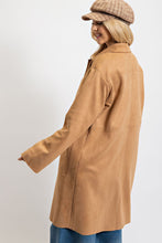 Load image into Gallery viewer, Camel Faux Suede Button Down

