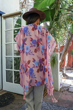 Load image into Gallery viewer, Blue and Pink Floral Kimono
