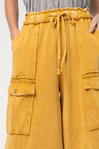Yellow Mineral Wash Cotton Pants