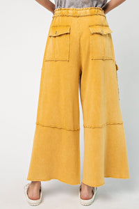 Yellow Mineral Wash Cotton Pants