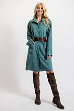 Load image into Gallery viewer, Teal Faux leather coat
