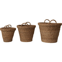 Load image into Gallery viewer, Seagrass Basket w/Handles &amp; Rim-Large
