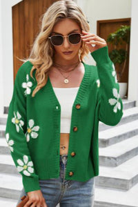 Green Floral Cardigan