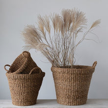 Load image into Gallery viewer, Seagrass Basket w/Handles &amp; Rim-Large
