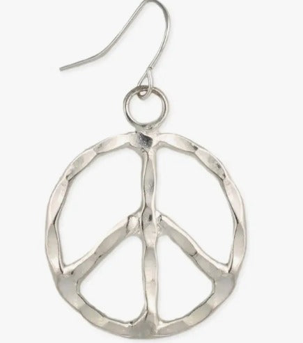Woodstock Vibes Silver Peace Sign Earring