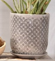 Load image into Gallery viewer, Embossed Planter w/Saucer
