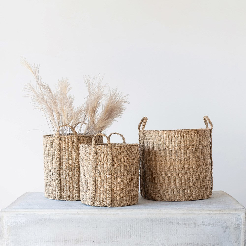 Seagrass Log Basket w/Handles-Small