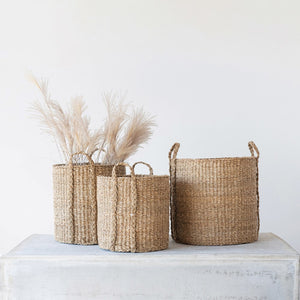 Seagrass Log Basket w/Handles-Large